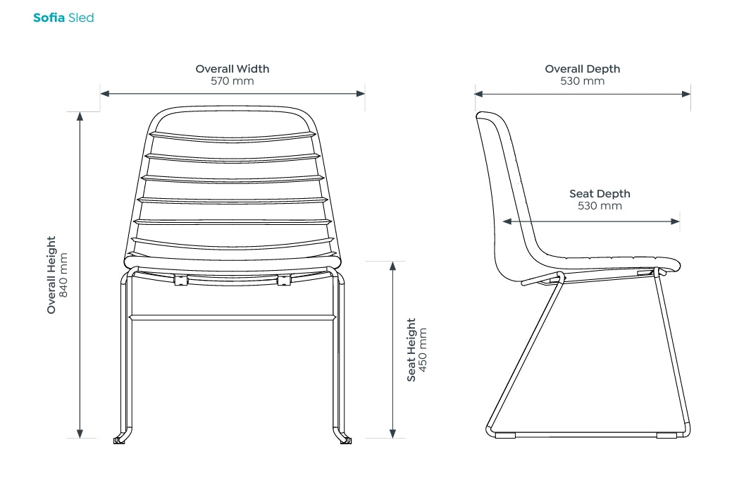 Sofia Chair with Sled Powdercoated Base