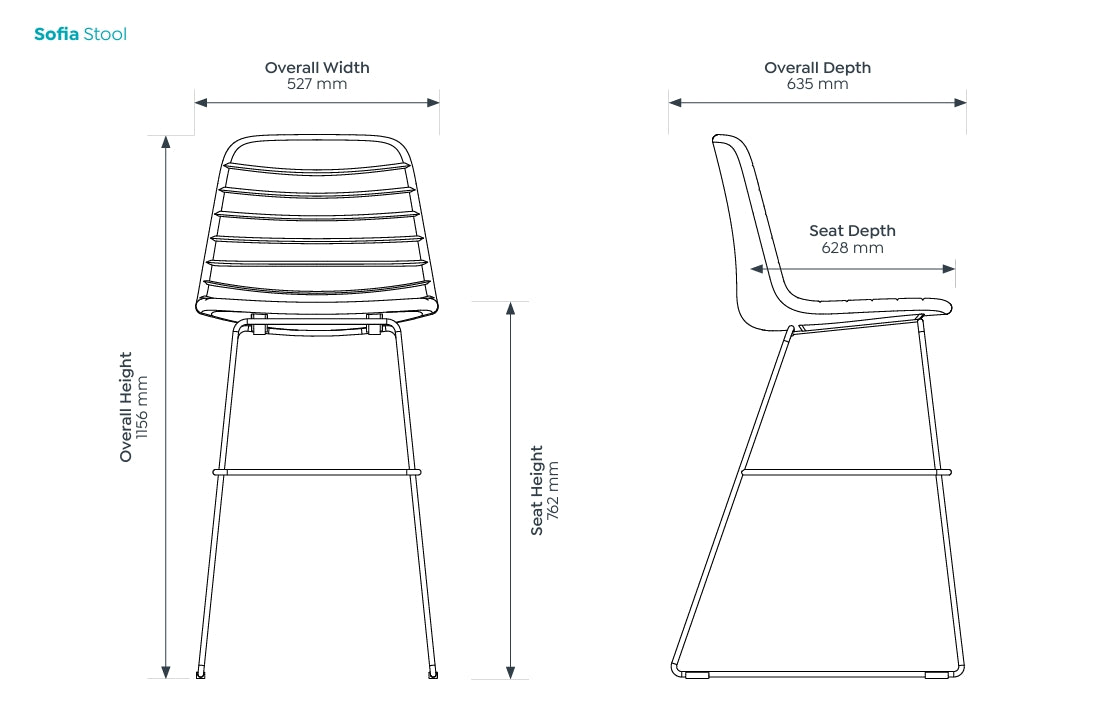 Sofia Barstool with Sled Powdercoated Base