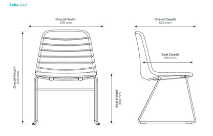 Sofia Chair with Sled Powdercoated Base