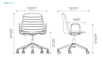 The Sofia Chair with Gas Lift Castor Base (without arm)